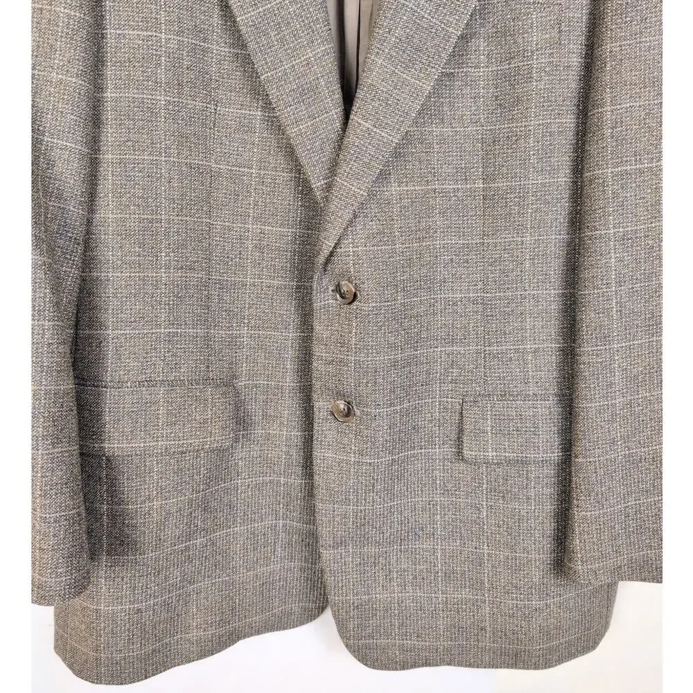 Corneliani tan check wool blazer jacket size IT 56R/US 46R Preppy Retro Classic